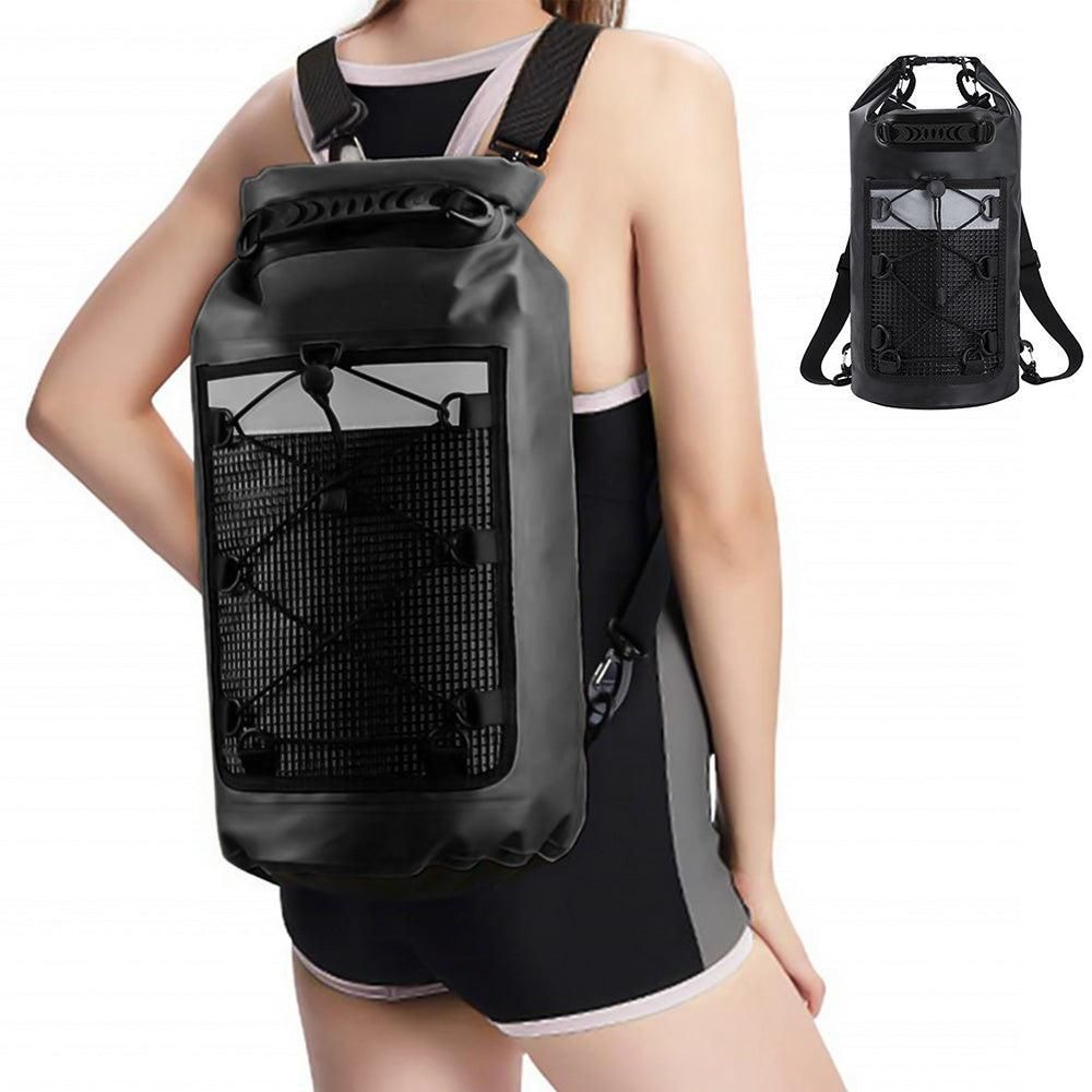 Roll-Top Backpack Dry Bag with Handle for Fishing Boating and Camping Black - L