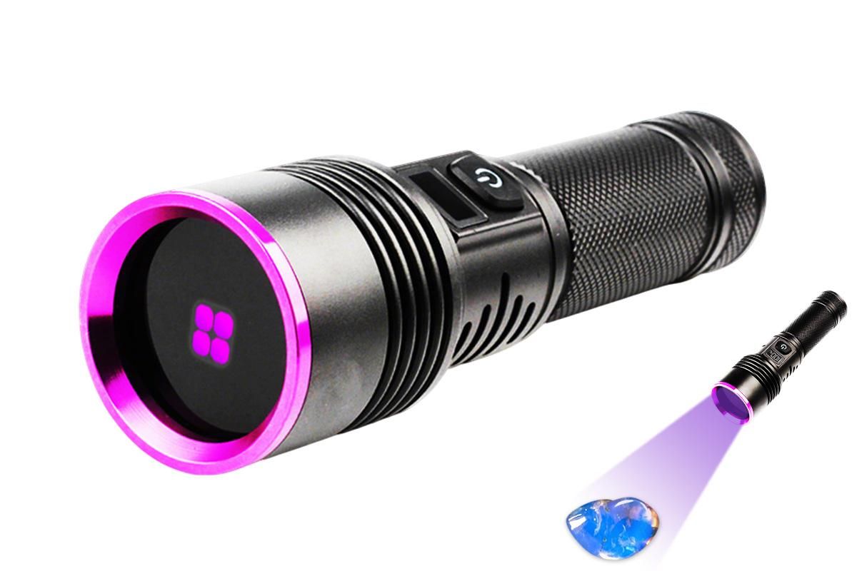 365nm Black Light UV Flashlight With LCD Display Rechargeable Torch Lamp