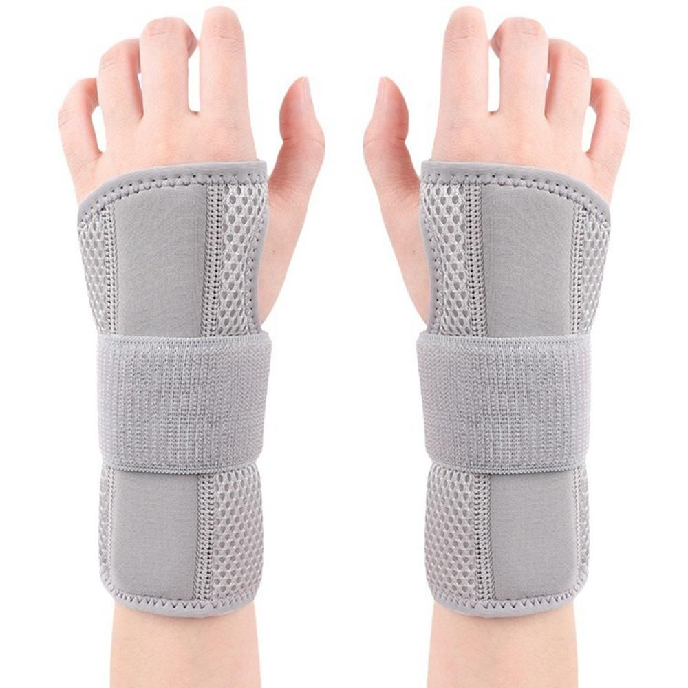 1Pair Carpal Tunnel Wrist Brace Carpal Tunnel Splint Arthritis Pain and Support For Sprained Relief Night Work - Gray & L