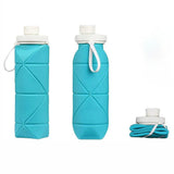 Foldable Collapsible Water Bottle Silicone Leak-proof Reusable for Gym Camping Hiking Travel Sports-Blue