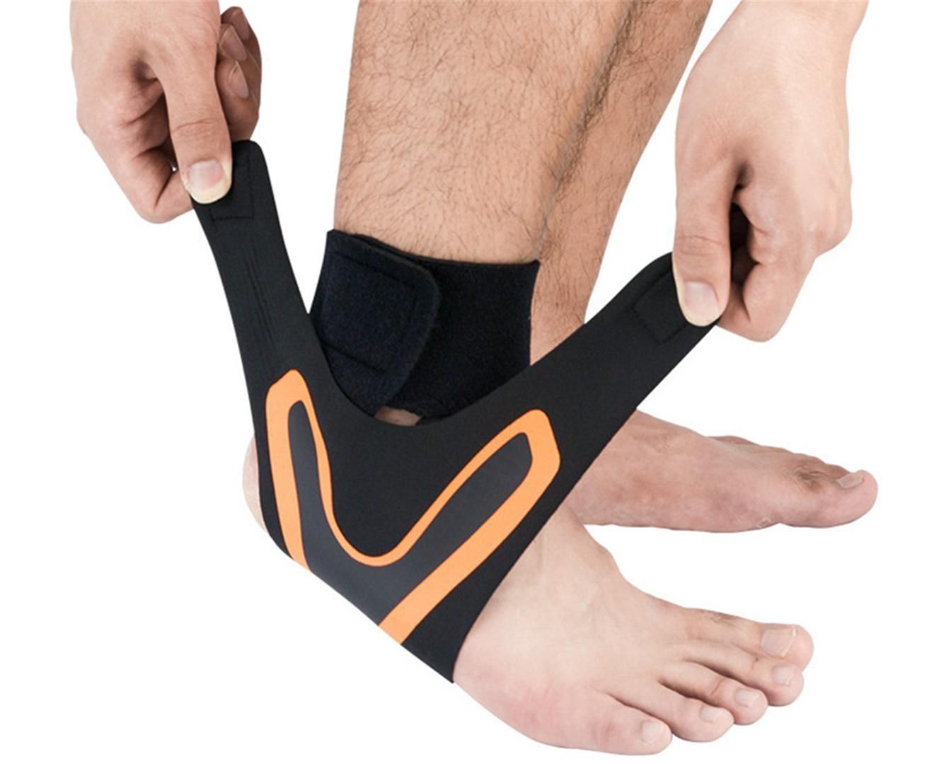 A Pair of Sports Ankle Sleeve Compression Anti-sprain Protection Socks Outdoor Sports Climbing Equipment-Orange XL