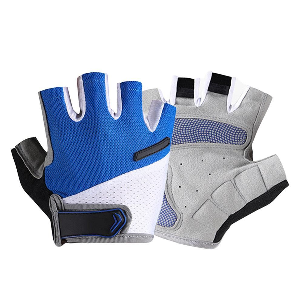 1 Pair Cycling Half Finger Bike Gloves With Anti Slip Pad For Unisex - Blue L