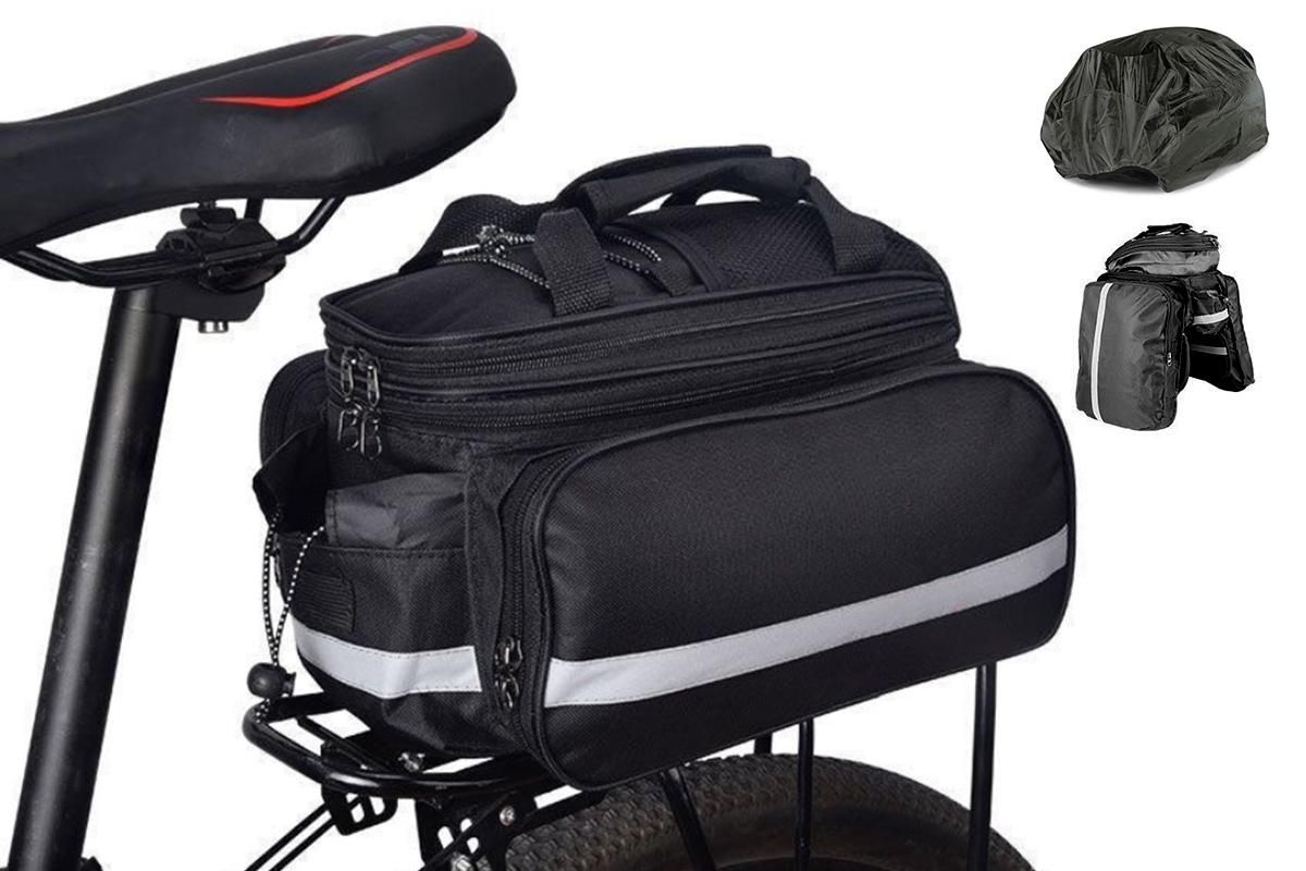 Bicycle Rear Chair Bag Bike Rack Bag Cycle Luggage Carrier Trunk Bag with Rain Cover