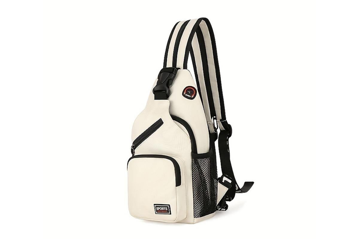 Water-resistant Chest Pack Outdoor Travel Shoulder Sling Backpack Crossbody Bag -White