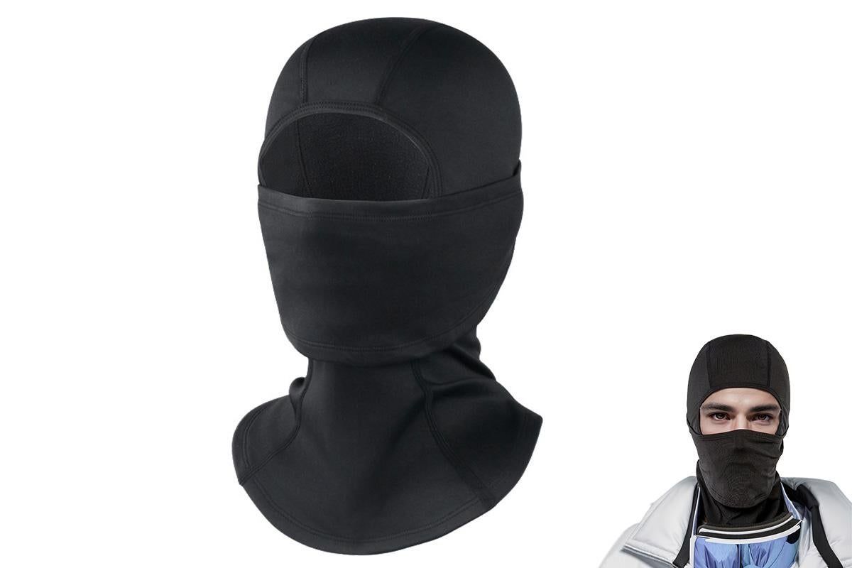 Windproof Thermal Face Mask Headgear for Outdoor Sports - Pure Black