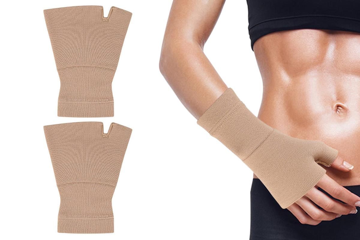 1Pair Wrist Brace Glove Sport Wrist Support for Fitness Weightlifting Skin Tone - S