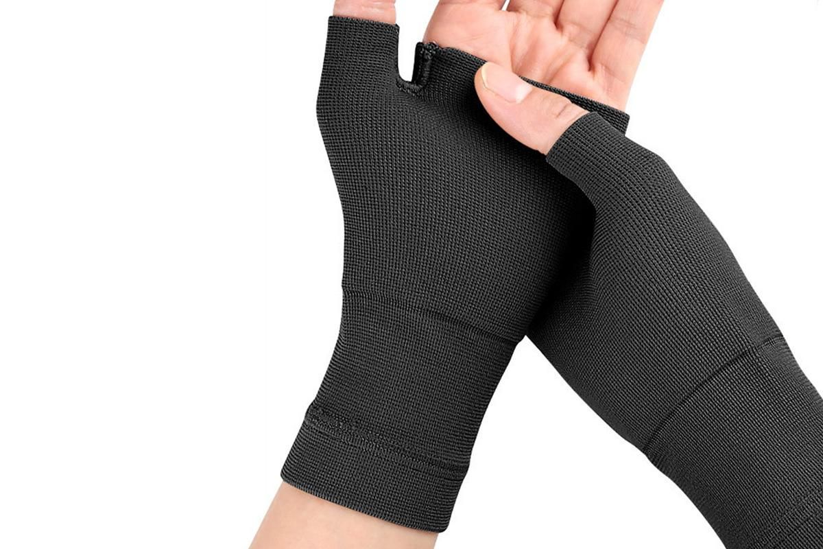 1Pair Wrist Brace Glove Sport Wrist Support for Fitness Weightlifting Black - XL