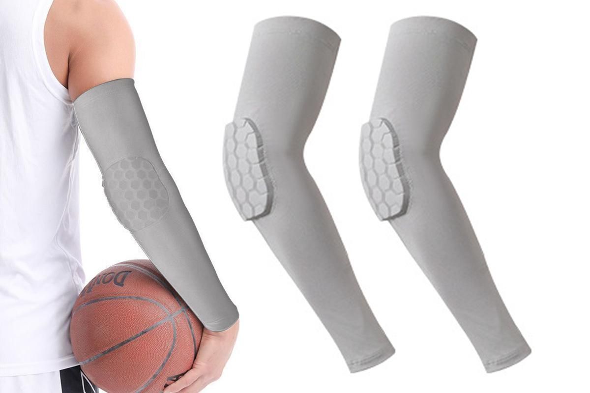 2 Pcs Tennis Elbow Compression Support Sleeve for Golfers Elbow Pain Relief Workout Weightlifting Elbow Brace with Honeycomb Lining -Light Gray / 2XL
