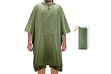 3 in 1 Portable Rain Poncho Waterproof Lightweight Emergency Raincoat with Pocket - Army Green