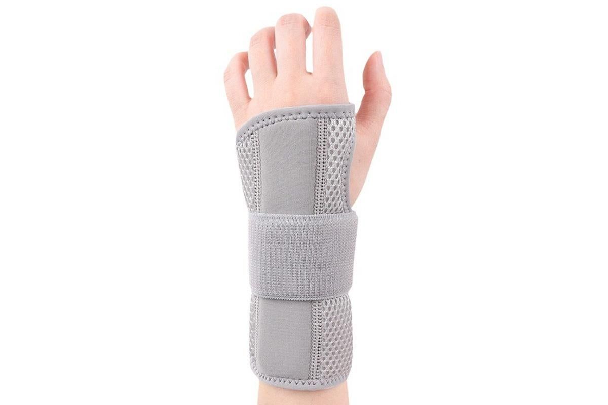 Adjustable Wrist Brace with Removable Steel Splint for Carpal Tunnel Support - Grey & Right & M