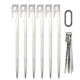 6Pcs Camping Tent Stakes 28cm Stainless Steel Canopy Tent Pegs Garden Ground Nail Beach Awnings Hammock Trampoline Accessories