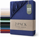 Hotel Quality Fitted sheets - 2 Piece Fitted sheets  -Breathable Bedding - Wrinkle, Fade, Stain Resistant- 26inch/40cm Deep Pocket Fitted Bed Sheet-Wrinkle and Fade Resistant,(Royal blue,Double)