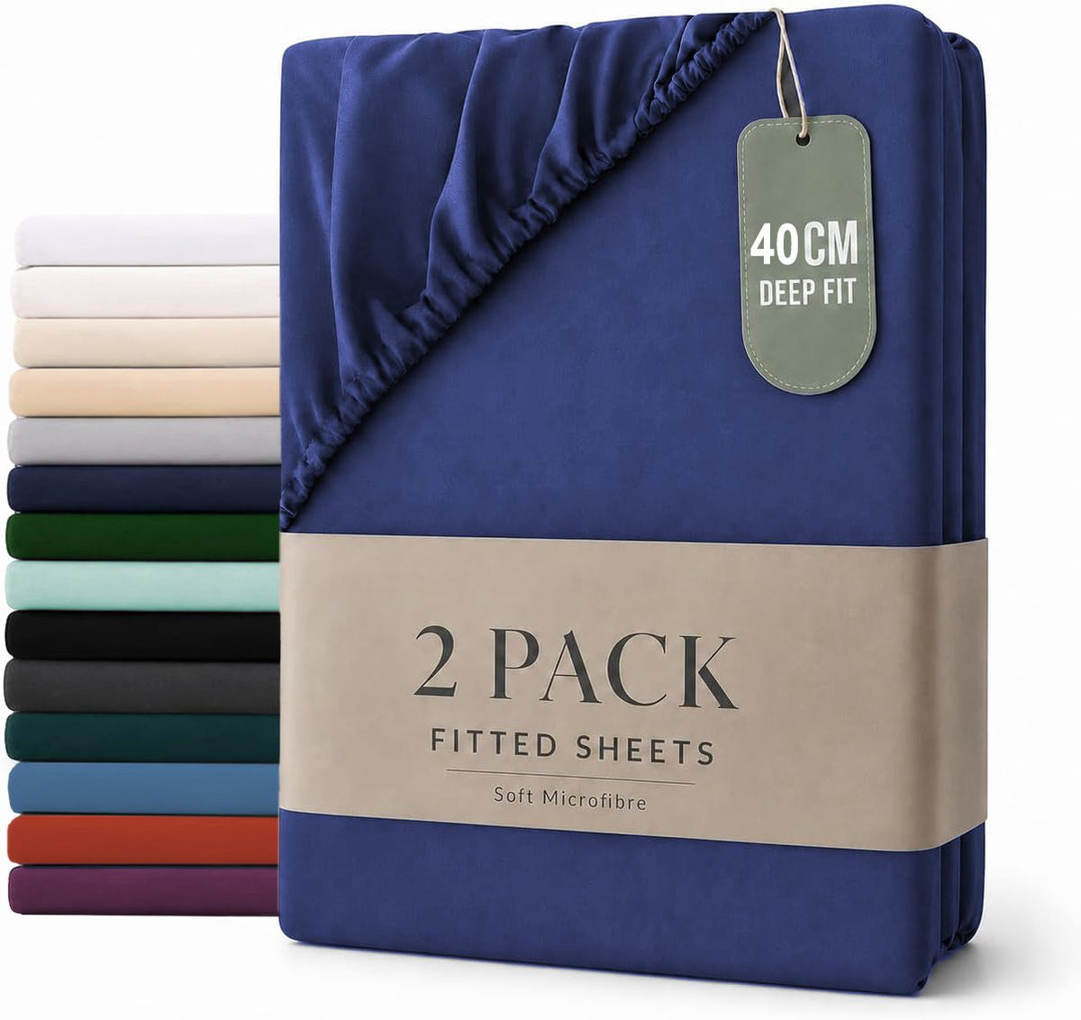 Hotel Quality Fitted sheets - 2 Piece Fitted sheets  -Breathable Bedding - Wrinkle, Fade, Stain Resistant- 26inch/40cm Deep Pocket Fitted Bed Sheet-Wrinkle and Fade Resistant,(Royal blue,Double)