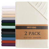 Hotel Quality Fitted sheets - 2 Piece Fitted sheets  -Breathable Bedding - Wrinkle, Fade, Stain Resistant- 26inch/40cm Deep Pocket Fitted Bed Sheet-Wrinkle and Fade Resistant,(Cream White,King)