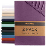 Hotel Quality Fitted sheets - 2 Piece Fitted sheets  -Breathable Bedding - Wrinkle, Fade, Stain Resistant- 26inch/40cm Deep Pocket Fitted Bed Sheet-Wrinkle and Fade Resistant,(Purple,King)