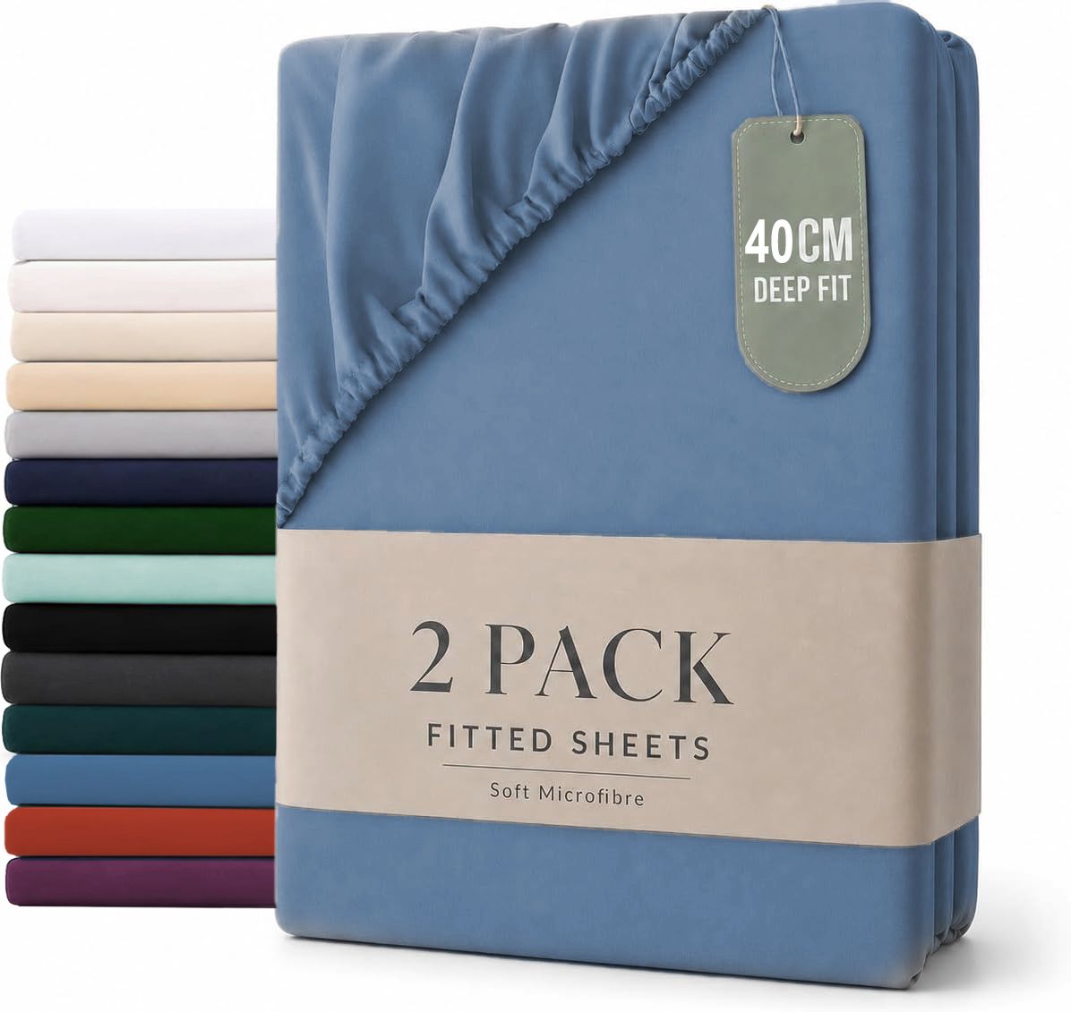 Hotel Quality Fitted sheets - 2 Piece Fitted sheets  -Breathable Bedding - Wrinkle, Fade, Stain Resistant- 26inch/40cm Deep Pocket Fitted Bed Sheet-Wrinkle and Fade Resistant,(Ocean,King Single)