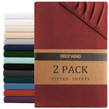 Hotel Quality Fitted sheets - 2 Piece Fitted sheets  -Breathable Bedding - Wrinkle, Fade, Stain Resistant- 26inch/40cm Deep Pocket Fitted Bed Sheet-Wrinkle and Fade Resistant,(Red,Queen)