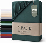 Hotel Quality Fitted sheets - 2 Piece Fitted sheets  -Breathable Bedding - Wrinkle, Fade, Stain Resistant- 26inch/40cm Deep Pocket Fitted Bed Sheet-Wrinkle and Fade Resistant,(Biscay blue,Super King)