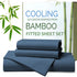 Hotel Breathable Bamboo Fitted Sheet & Pillowcase-3 Piece-Ultra Soft 2000TC Breathable Fitted Bed Sheets Set with 37 Centimetre Deep Pocket-Cooling Sheets for Hot Sleepers(Navy,Double)