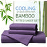 Hotel Breathable Bamboo Fitted Sheet & Pillowcase-3 Piece-Ultra Soft 2000TC Breathable Fitted Bed Sheets Set with 37 Centimetre Deep Pocket-Cooling Sheets for Hot Sleepers(Purple,Double)