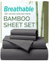 4 Piece Ultra Soft Bamboo Breathable Sheet Set -Hotel 2000TC Breathable Bed Sheets Set with 37 Centimetre Deep Pocket-Breathable Sheets for Hot Sleepers(Grey,Double)