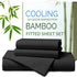 Hotel Breathable Bamboo Fitted Sheet & Pillowcase-3 Piece-Ultra Soft 2000TC Breathable Fitted Bed Sheets Set with 37 Centimetre Deep Pocket-Cooling Sheets for Hot Sleepers(Black,King)