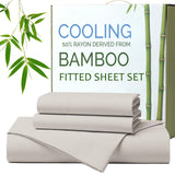 Hotel Breathable Bamboo Fitted Sheet & Pillowcase-3 Piece-Ultra Soft 2000TC Breathable Fitted Bed Sheets Set with 37 Centimetre Deep Pocket-Cooling Sheets for Hot Sleepers(Silver-gray,King)