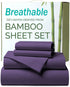 4 Piece Ultra Soft Bamboo Breathable Sheet Set -Hotel 2000TC Breathable Bed Sheets Set with 37 Centimetre Deep Pocket-Breathable Sheets for Hot Sleepers(Purple,Queen)