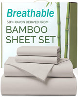 4 Piece Ultra Soft Bamboo Breathable Sheet Set -Hotel 2000TC Breathable Bed Sheets Set with 37 Centimetre Deep Pocket-Breathable Sheets for Hot Sleepers(Silver-gray,Queen)