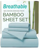 4 Piece Ultra Soft Bamboo Breathable Sheet Set -Hotel 2000TC Breathable Bed Sheets Set with 37 Centimetre Deep Pocket-Breathable Sheets for Hot Sleepers(Sky Blue,Queen)
