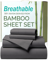 3 Piece Ultra Soft Bamboo Breathable Sheet Set -Hotel 2000TC Breathable Bed Sheets Set with 37 Centimetre Deep Pocket-Breathable Sheets for Hot Sleepers(Grey,Single)