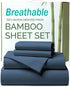 3 Piece Ultra Soft Bamboo Breathable Sheet Set -Hotel 2000TC Breathable Bed Sheets Set with 37 Centimetre Deep Pocket-Breathable Sheets for Hot Sleepers(Navy,Single)