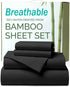 4 Piece Ultra Soft Bamboo Breathable Sheet Set -Hotel 2000TC Breathable Bed Sheets Set with 40 Centimetre Deep Pocket-Breathable Sheets for Hot Sleepers(Black,Super King)