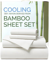 4 Piece Ultra Soft Bamboo Breathable Sheet Set -Hotel 2000TC Breathable Bed Sheets Set with 40 Centimetre Deep Pocket-Breathable Sheets for Hot Sleepers(White,Super King)
