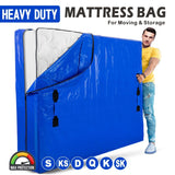 Mattress Bag Mattresses Protector Plastic Moving Storage Dust Cover Carry Bed Waterproof Zipper Packing Reusable Disposal, Extra Thick Heavy Duty, with Handles(Single)