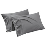 1000TC Ultra Soft Microfiber Pillowcases,Pair of Standard Pillow Covers,（Grey, Standard Size, 48x74 cm)
