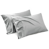 1000TC Ultra Soft Microfiber Pillowcases,Pair of Standard Pillow Covers,（Silver-gray, Standard Size, 48x74 cm)