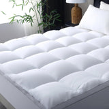 1000GSM Mattress Topper Viscose Derived from Bamboo, Thick Pillowtop Fitted Mattress Cover with 45cm Deep Skirt - Machine Washable Hypoallergenic（Single,white）