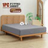 100% Cotton Fitted Sheet - Super Soft 40cm Deep Pocket Bottom Sheets - White Elastic Sheet（King Single,Grey)