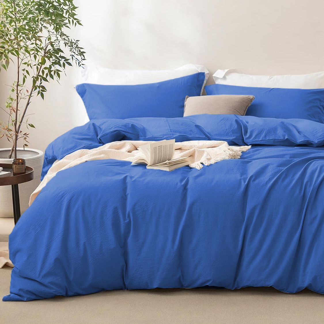 3 Piece Hotel Soft Microfiber Quilt Cover Set-2000TC Duvet/Donna Cover Set & Pillowcases -1 Quilt Cover Zipper Closure & 1 x Pillowcases-Breathable Bedding - Wrinkle, Fade, Stain Resistant(Royal blue,Double)