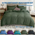 3 Piece Hotel Soft Microfiber Quilt Cover Set-2000TC Duvet/Donna Cover Set & Pillowcases -1 Quilt Cover Zipper Closure & 1 x Pillowcases-Breathable Bedding - Wrinkle, Fade, Stain Resistant(Olive green,Double)