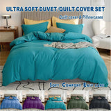 3 Piece Hotel Soft Microfiber Quilt Cover Set-2000TC Duvet/Donna Cover Set & Pillowcases -1 Quilt Cover Zipper Closure & 1 x Pillowcases-Breathable Bedding - Wrinkle, Fade, Stain Resistant(Biscay blue,Double)