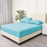 3 Piece Fitted Sheet Set- Fitted Sheet & Pillowcases -Breathable Bedding - Wrinkle, Fade, Stain Resistant- 40cm Deep Pocket Fitted Bed Sheet Set(Ice blue,Double)