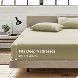 3 Piece Fitted Sheet Set- Fitted Sheet & Pillowcases -Breathable Bedding - Wrinkle, Fade, Stain Resistant- 40cm Deep Pocket Fitted Bed Sheet Set(Cream White,Double)