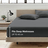 3 Piece Fitted Sheet Set- Fitted Sheet & Pillowcases -Breathable Bedding - Wrinkle, Fade, Stain Resistant- 40cm Deep Pocket Fitted Bed Sheet Set(Dark gray,Double)