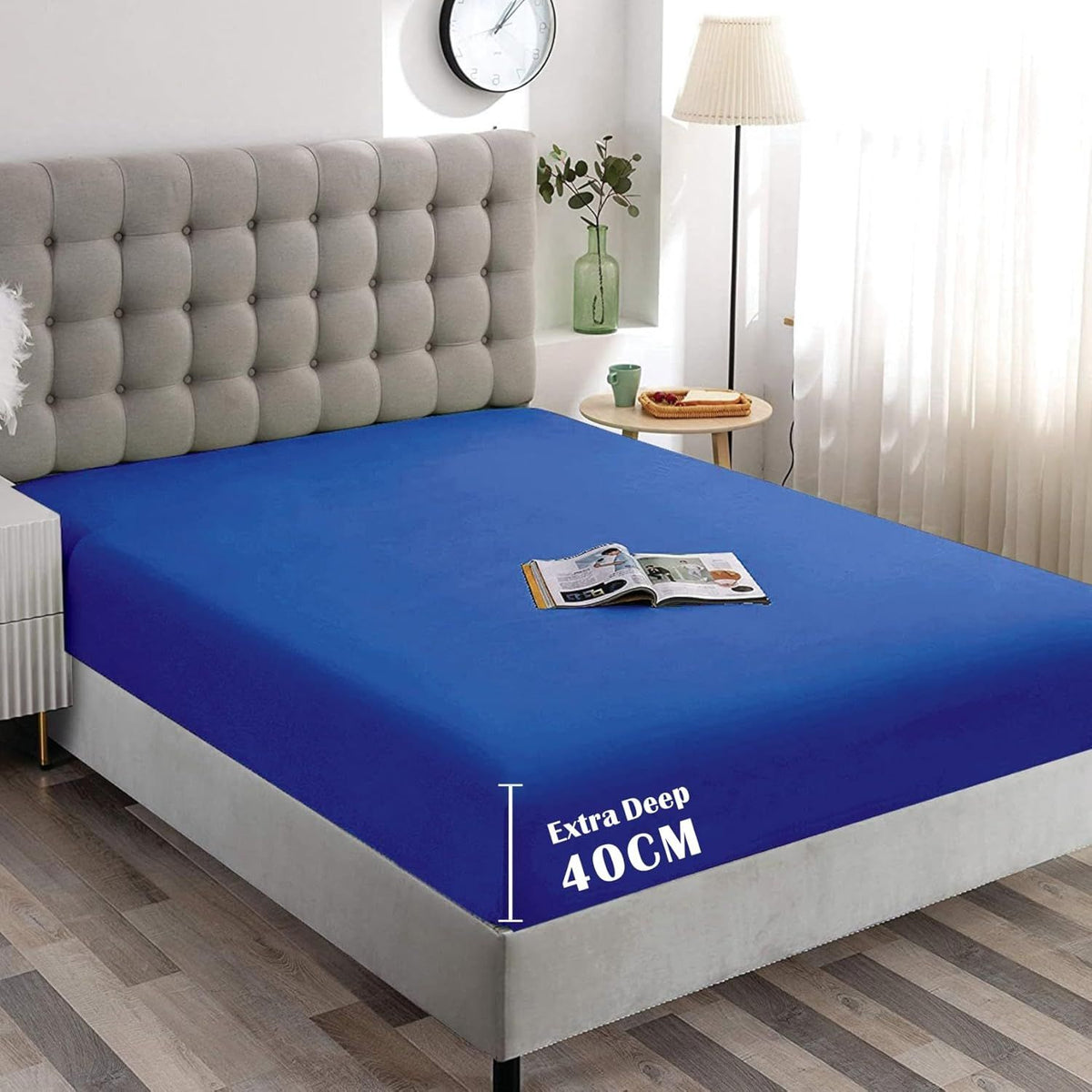 Hotel Quality Fitted Sheet - 1 Piece Fitted Sheet  -Breathable Bedding - Wrinkle, Fade, Stain Resistant- 16inch/40cm Deep Pocket Fitted Bed Sheet-Wrinkle and Fade Resistant,(Royal blue,Double)