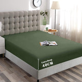 Hotel Quality Fitted Sheet - 1 Piece Fitted Sheet  -Breathable Bedding - Wrinkle, Fade, Stain Resistant- 16inch/40cm Deep Pocket Fitted Bed Sheet-Wrinkle and Fade Resistant,(Olive green,Double)