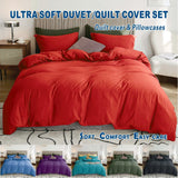 3 Piece Hotel Soft Microfiber Quilt Cover Set-2000TC Duvet/Donna Cover Set & Pillowcases -1 Quilt Cover Zipper Closure & 1 x Pillowcases-Breathable Bedding - Wrinkle, Fade, Stain Resistant(Red,King)