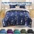 3 Piece Hotel Soft Microfiber Quilt Cover Set-2000TC Duvet/Donna Cover Set & Pillowcases -1 Quilt Cover Zipper Closure & 1 x Pillowcases-Breathable Bedding - Wrinkle, Fade, Stain Resistant(Navy Floral,King)