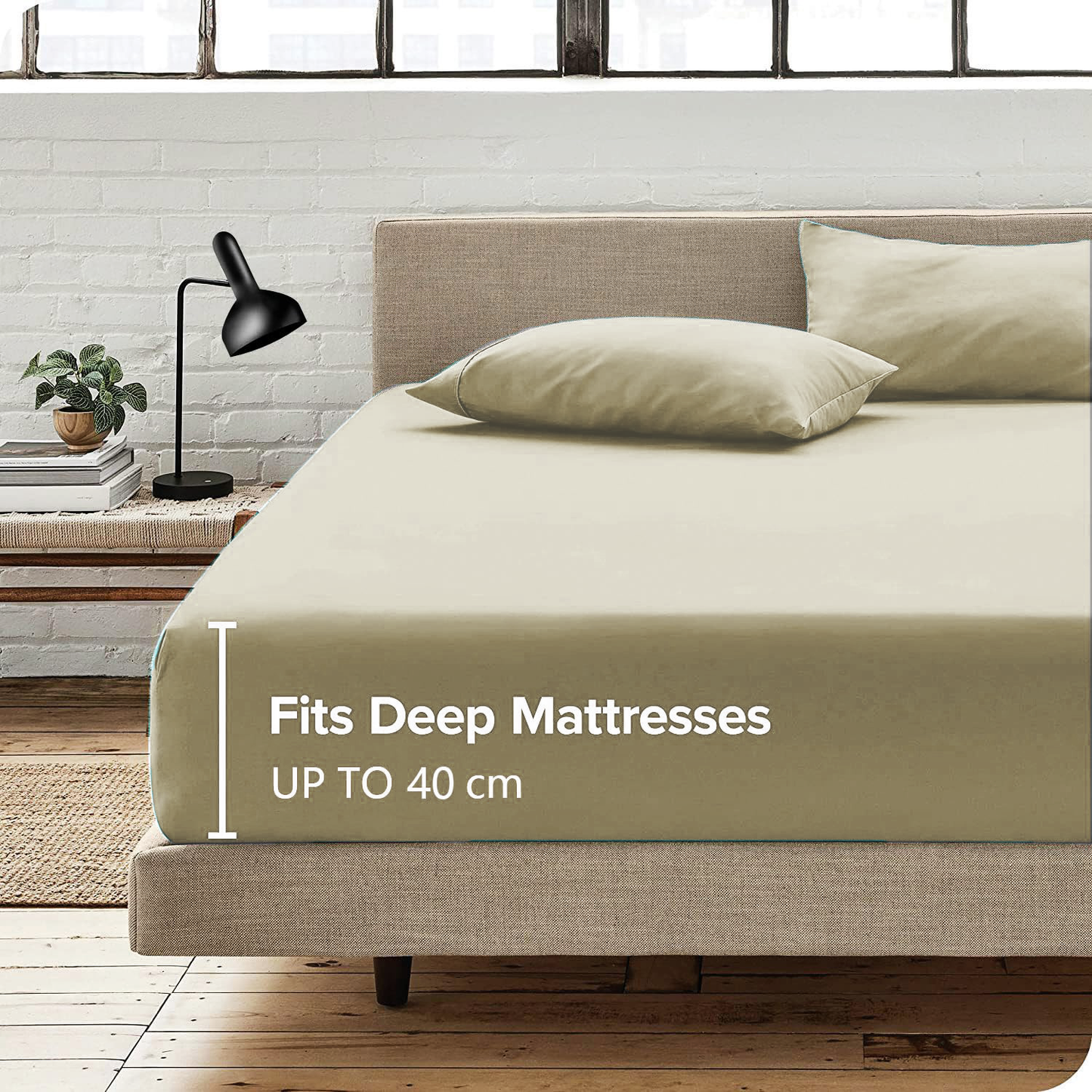 3 Piece Fitted Sheet Set- Fitted Sheet & Pillowcases -Breathable Bedding - Wrinkle, Fade, Stain Resistant- 40cm Deep Pocket Fitted Bed Sheet Set(Cream White,King)